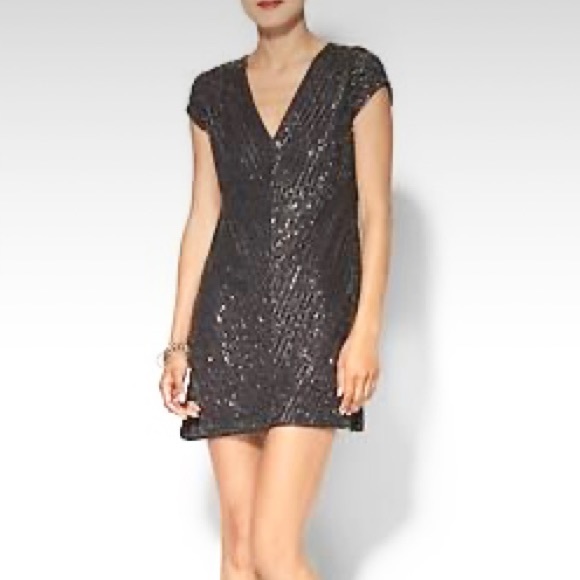 NWT Karina Grimaldi Beaded Metallic Grey and Silver Mini Evening Dress - Picture 7 of 7